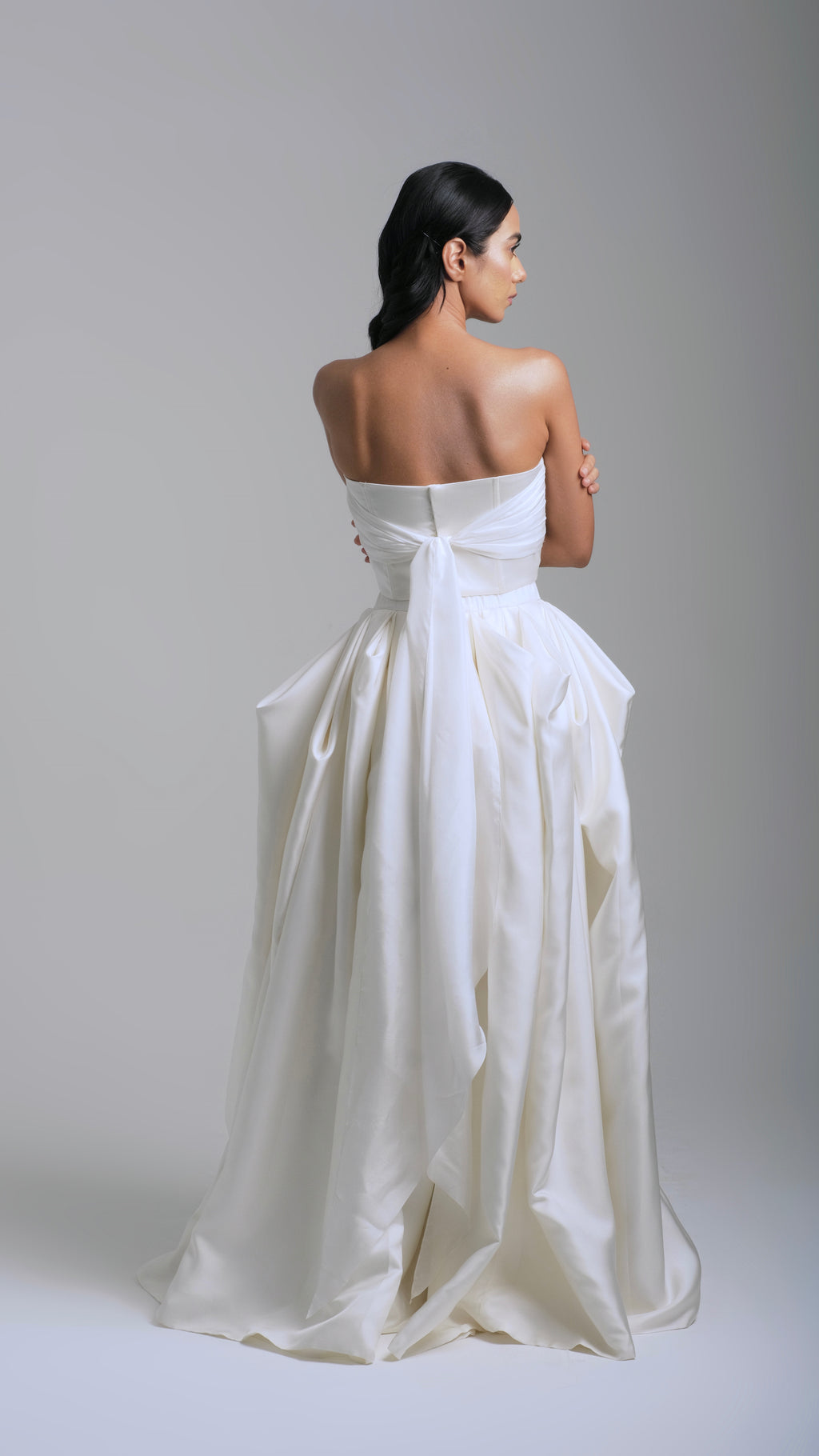 Ivory Sculpted Draped Skirt