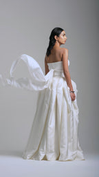 Ivory Sculpted Draped Skirt