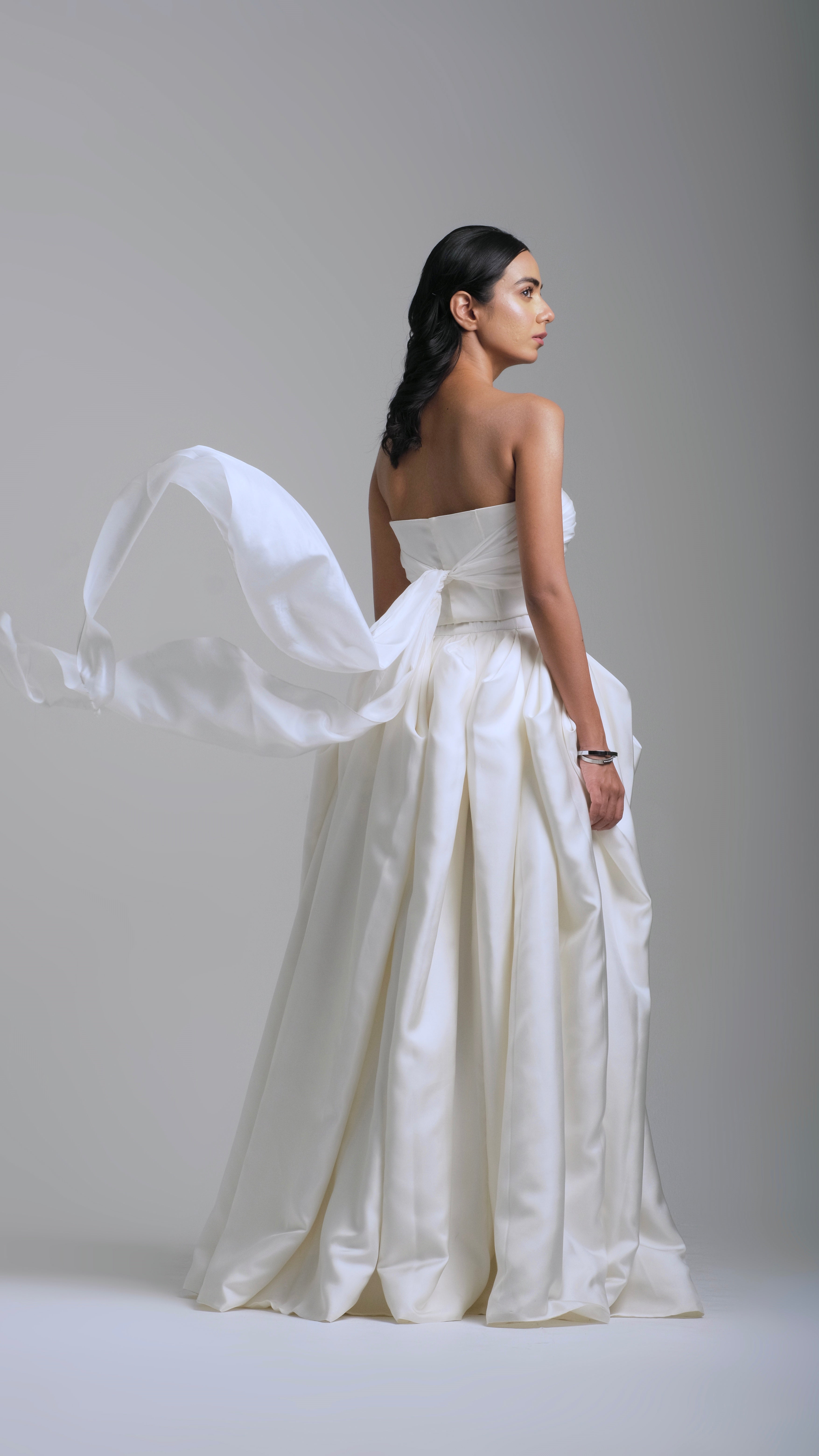 Ivory Sculpted Draped Skirt