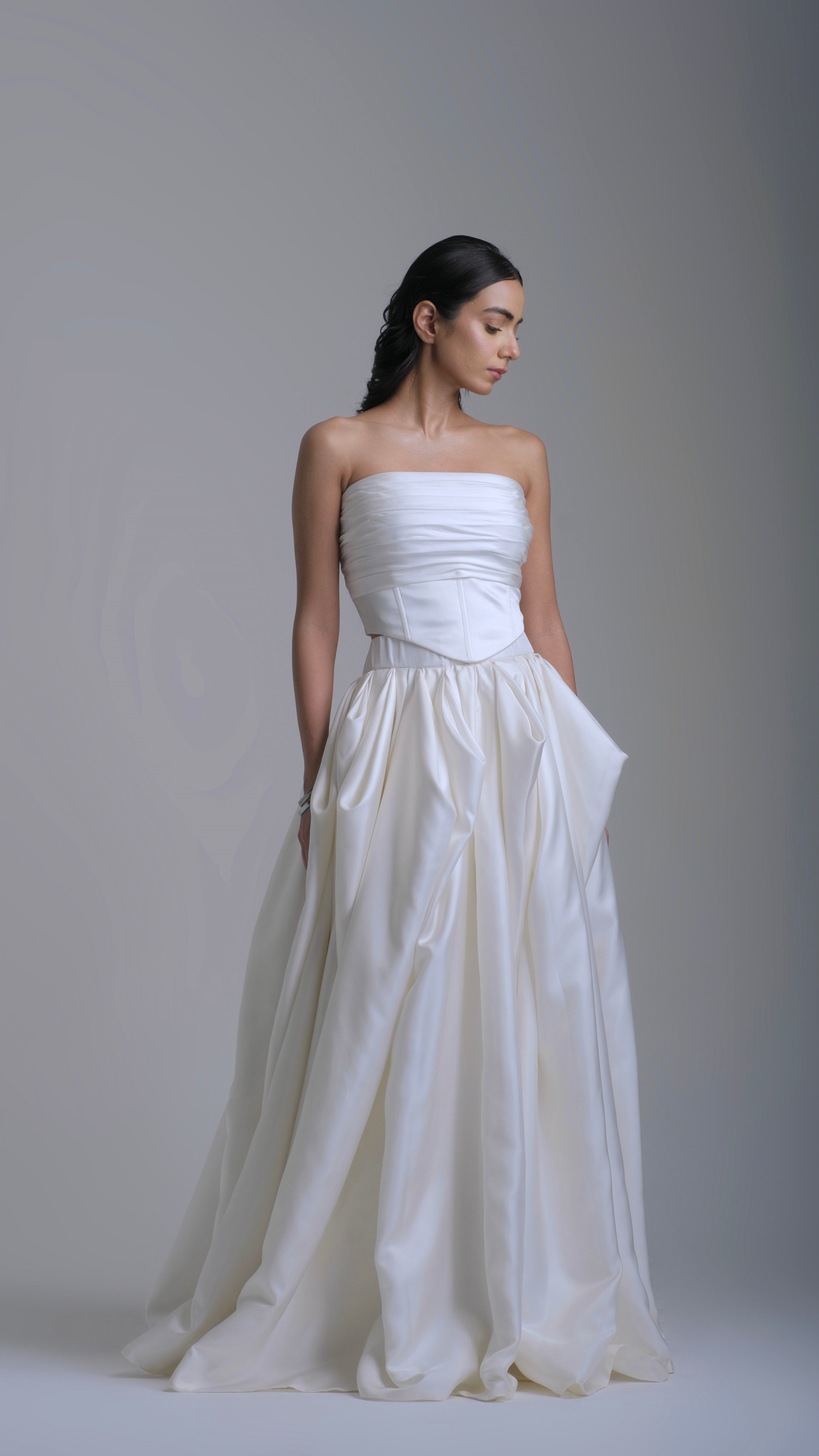 Ivory Sculpted Draped Skirt